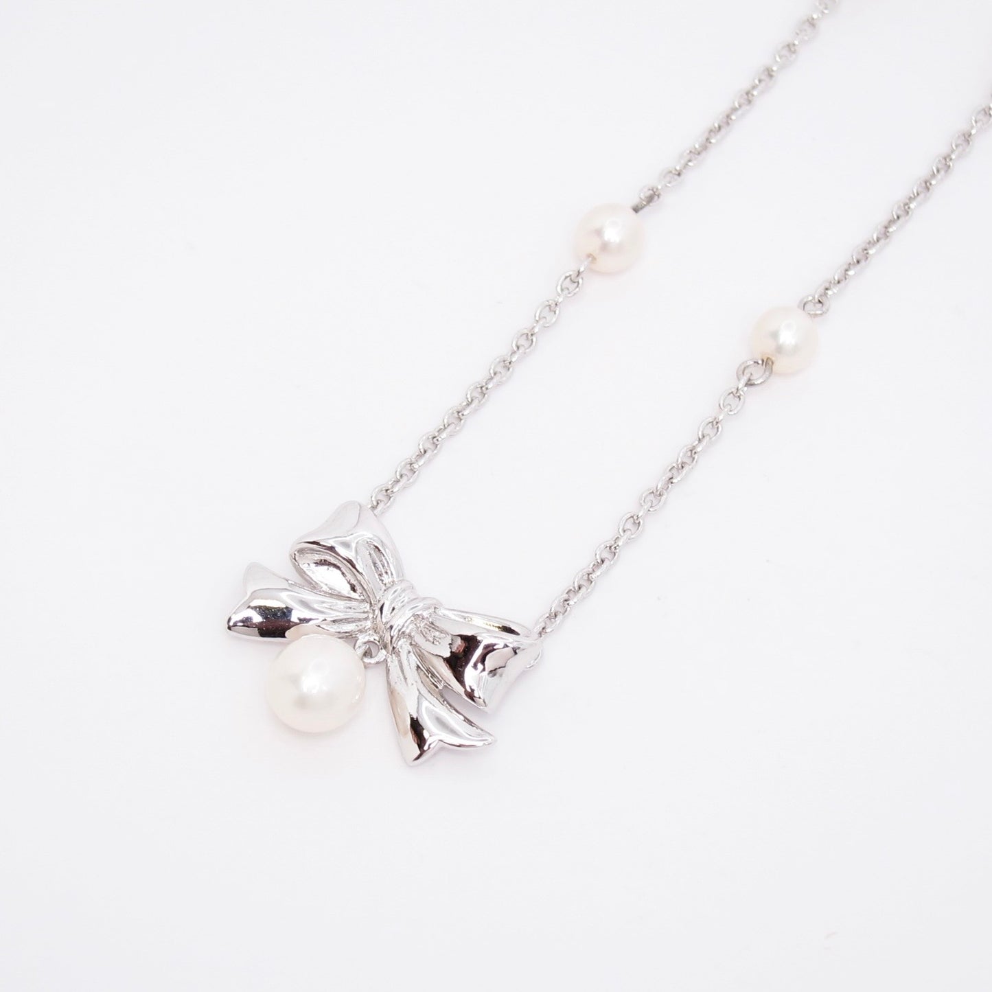 Tasaki Vintage Fresh Water Pearl and Ribbon 925 Silver Necklace
