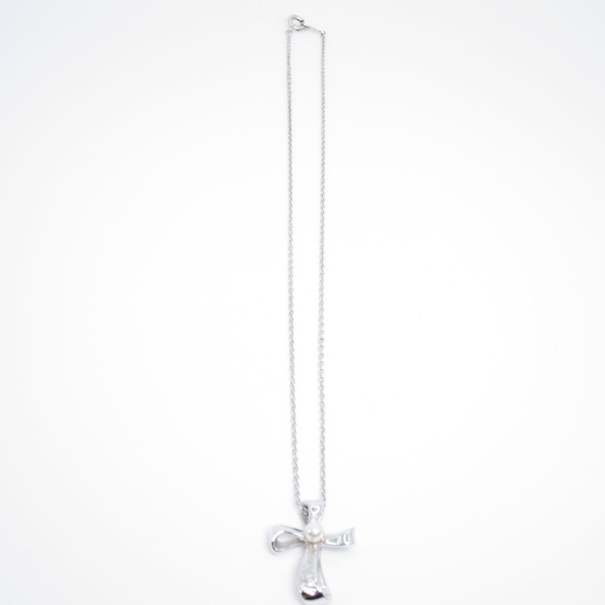 Mikimoto Vintage Silver Bow Akoya Pearl Necklace