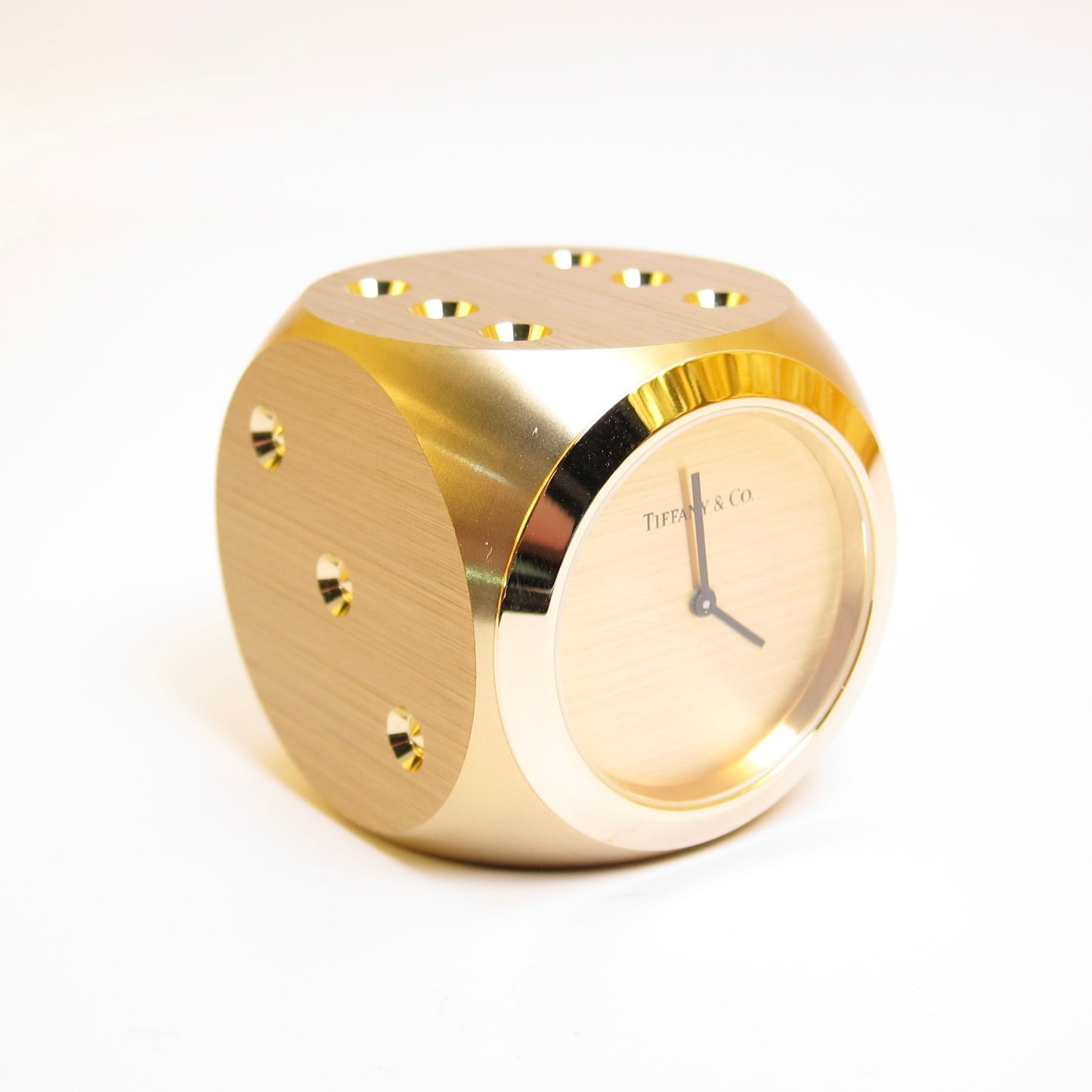 Tiffany Vintage Dice Golden Table Clock