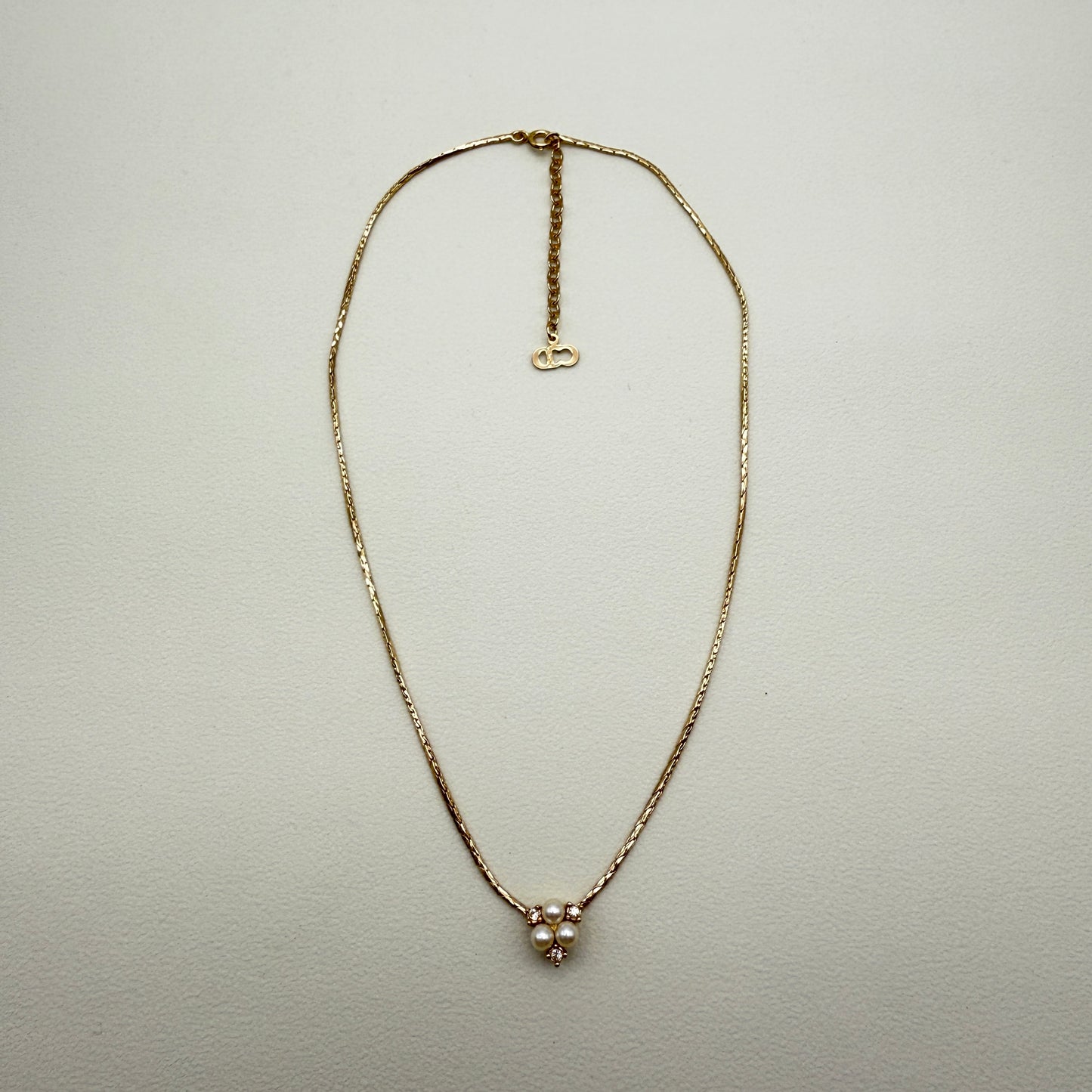 Christian Dior Vintage Pearl and Rhinestone Golden Necklace
