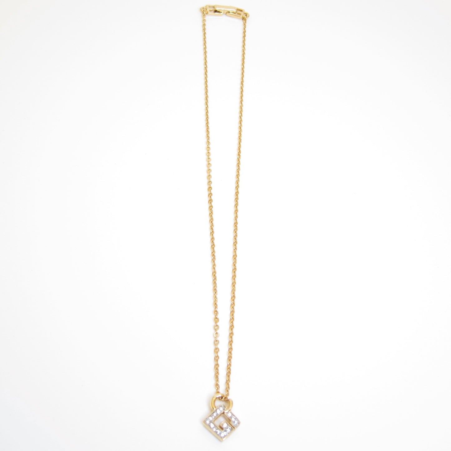 Givenchy Vintage Crystal G Pendant Necklace