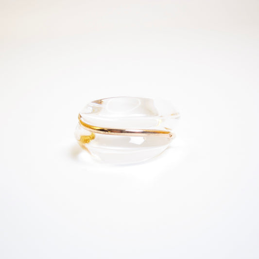 Baccarat Vintage 18K Gold and Clear Crystal Ring #13
