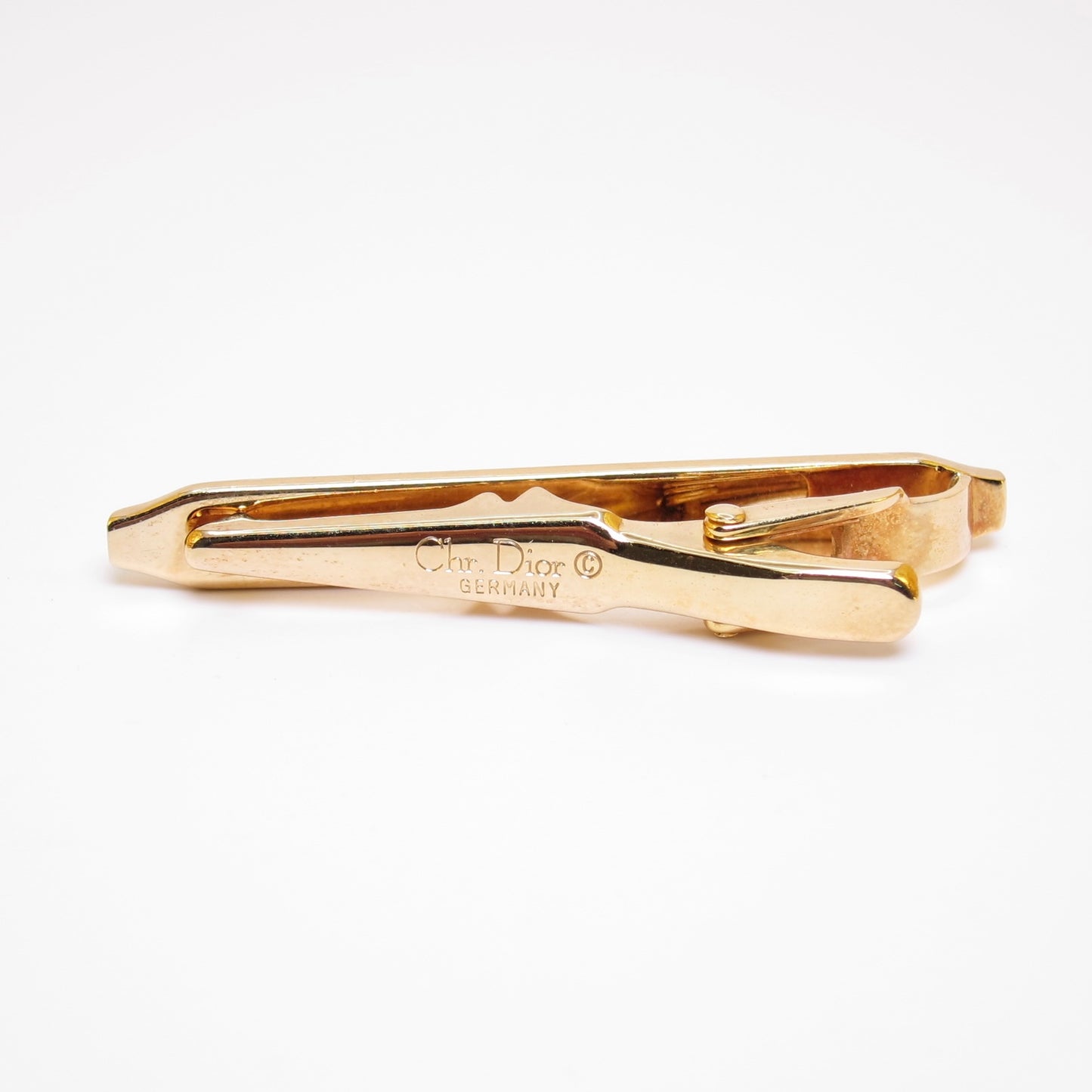 Christian Dior Vintage Dior Logo Black and Golden Tie Clip