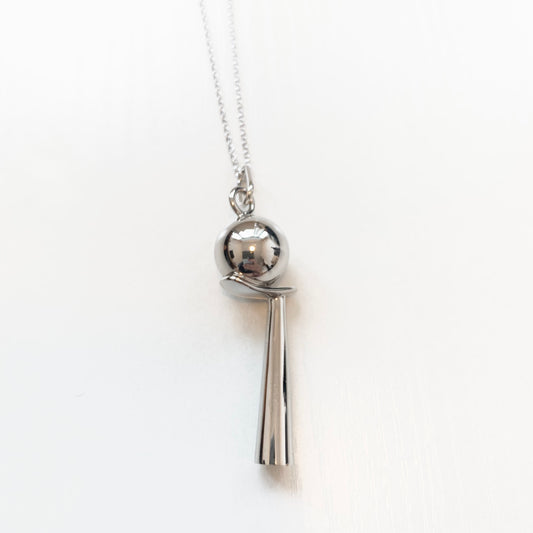 Hermes Vintage Whistle Pendant Silver Necklace