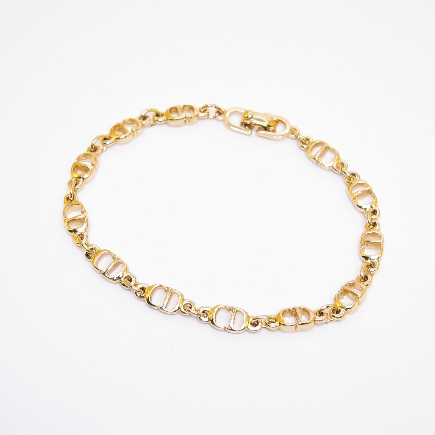 Christian Dior Vintage CD Logo Motif Golden Bracelet