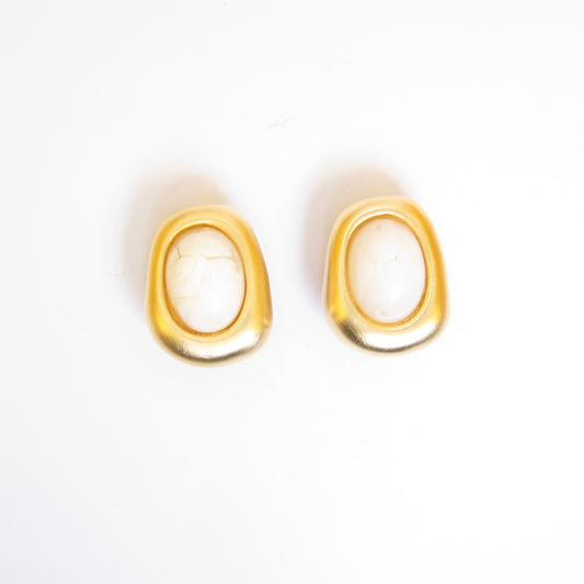 Givenchy Vintage White Stone Golden Clip-on Earrings
