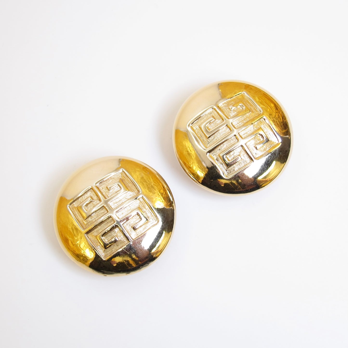 Givenchy Vintage 4G Logo Round Shaped Golden Clip-on Earrings