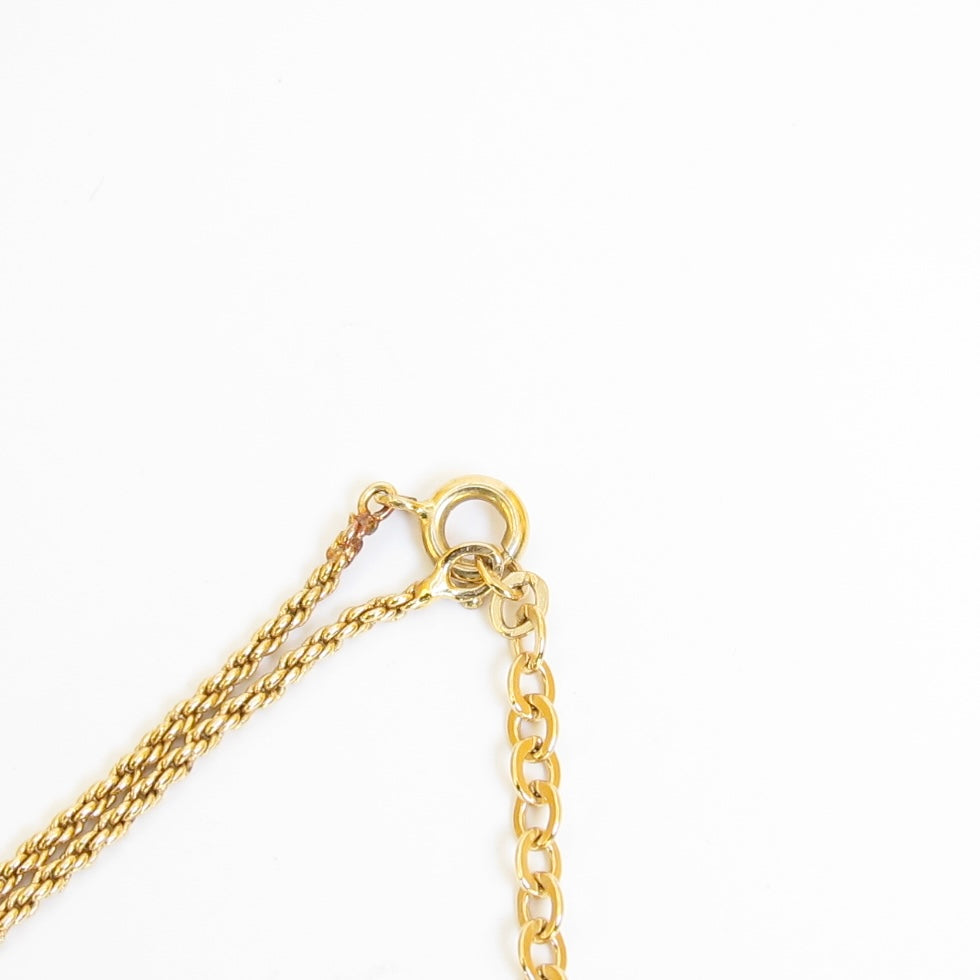 Christian Dior Vintage CD Logo in Octagon Black and Rhinestone Golden Necklace