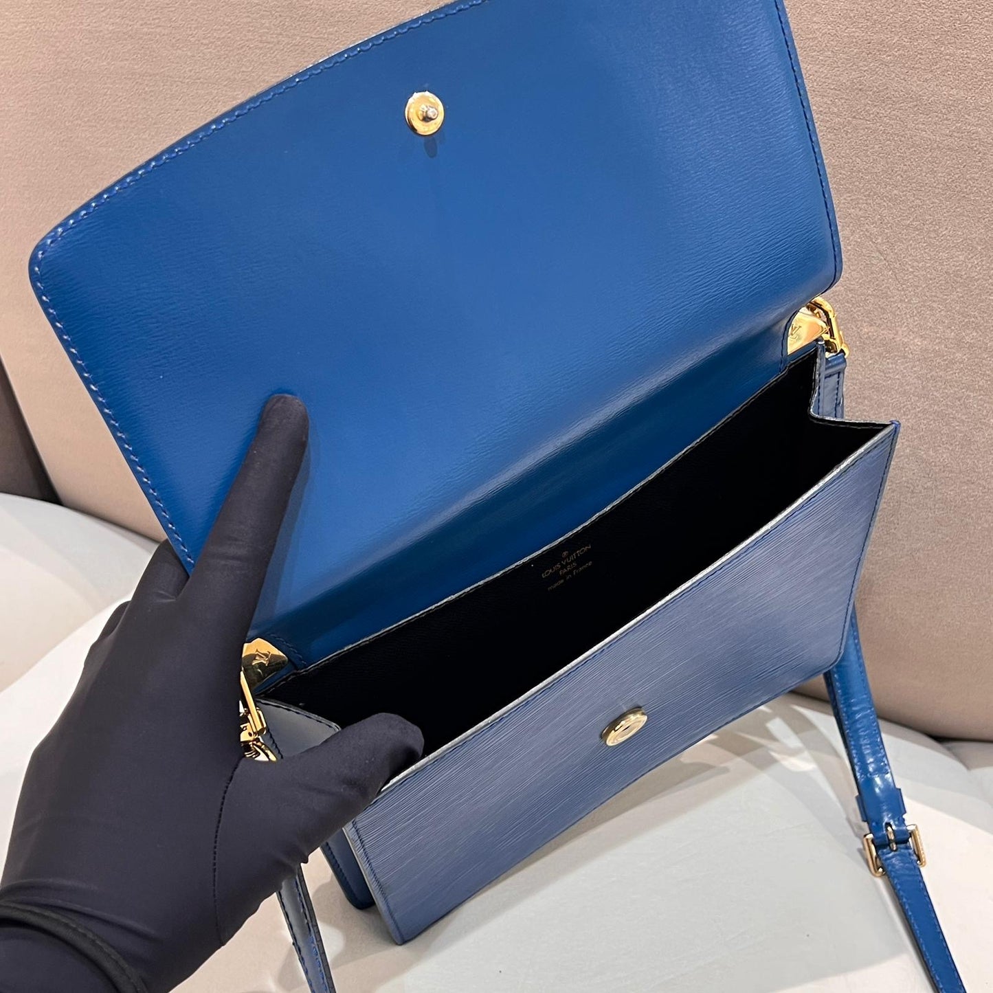 Louis Vuitton Vintage Epi Grenelle Blue Structured Shoulder Bag
