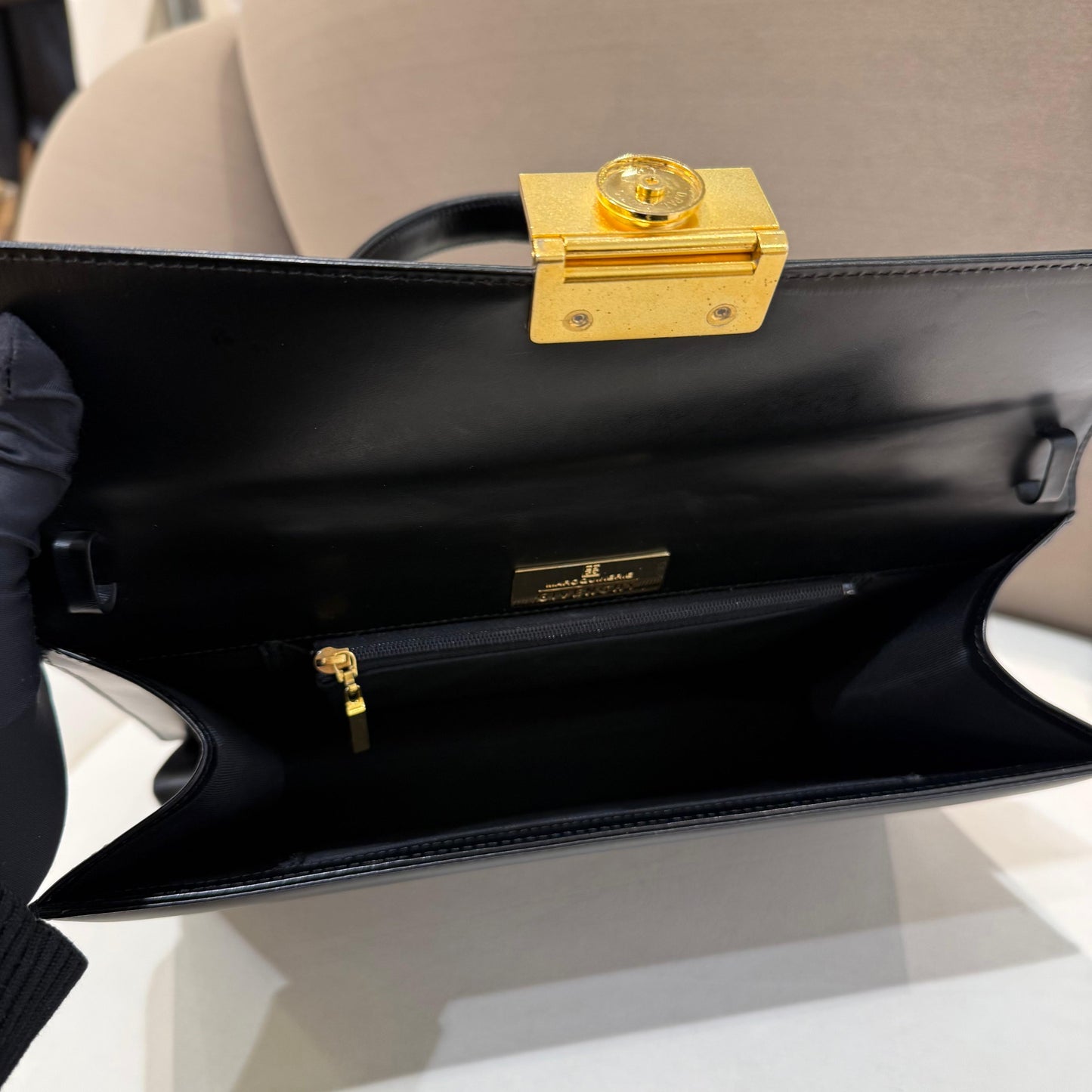 Givenchy Vintage Black Leather 4G Top Handle Handbag