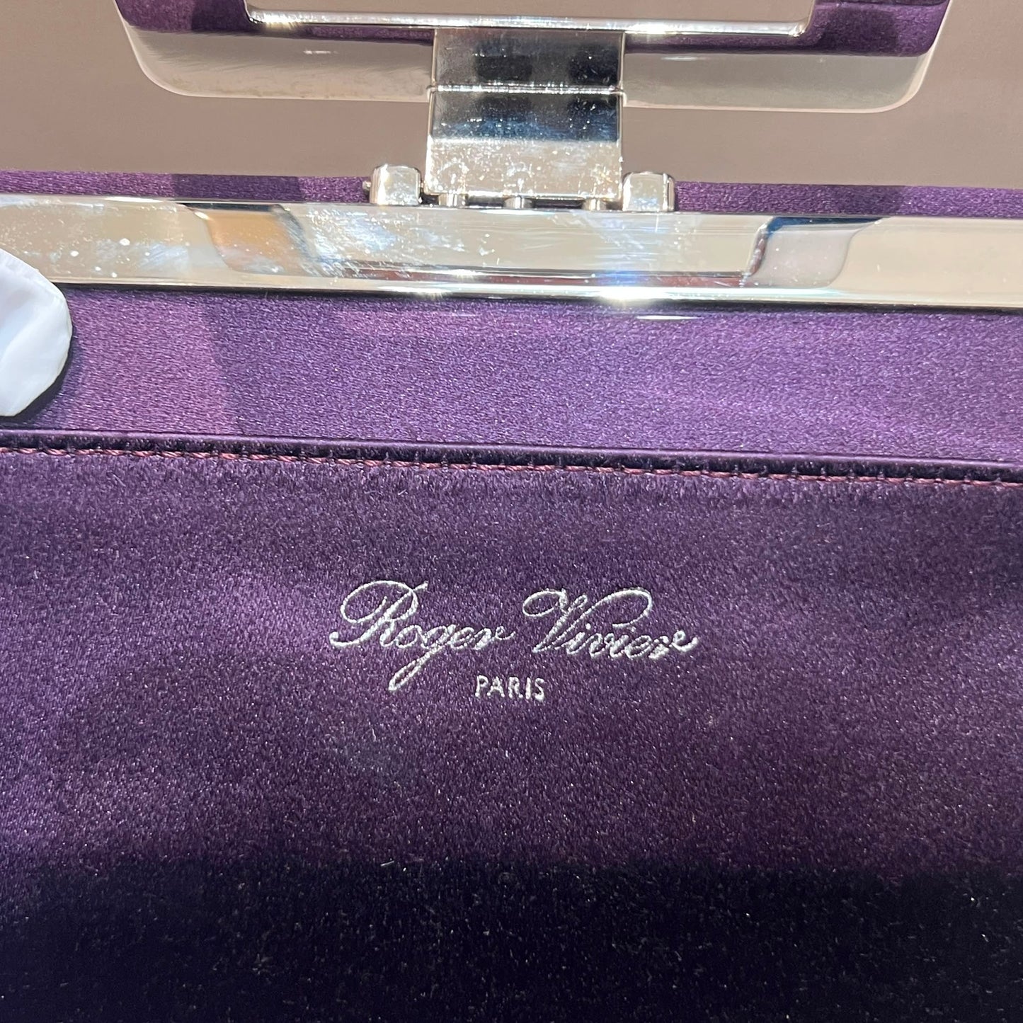Roger Vivier Vintage Crystal Buckle Satin Clutch Pouch