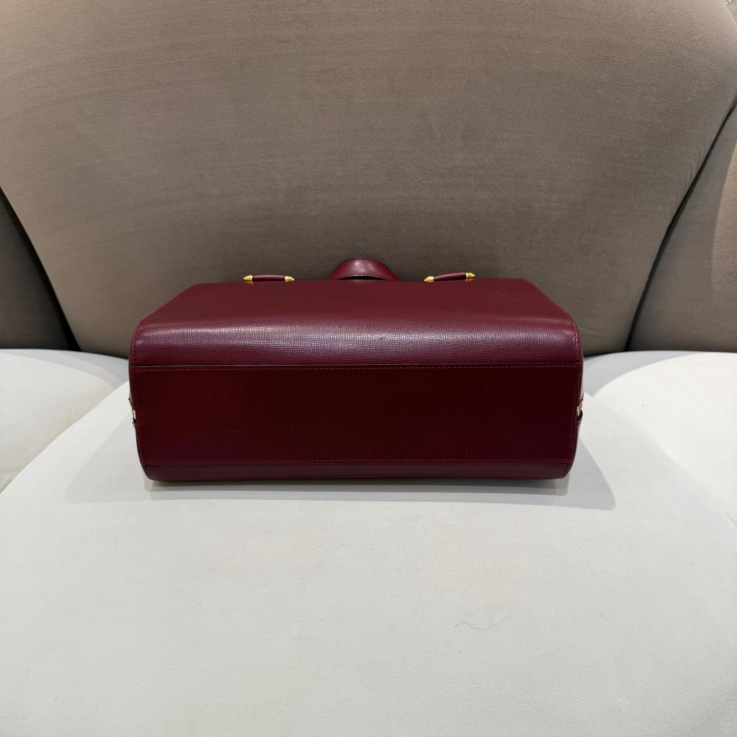 Cartier Vintage Bordeaux Leather 2-Way Top Handle Bag