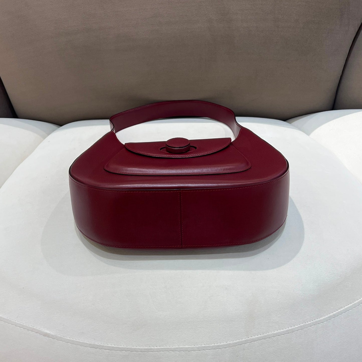 Cartier Vintage Must De Cartier Wine Red Leather Hobo Shoulder Bag