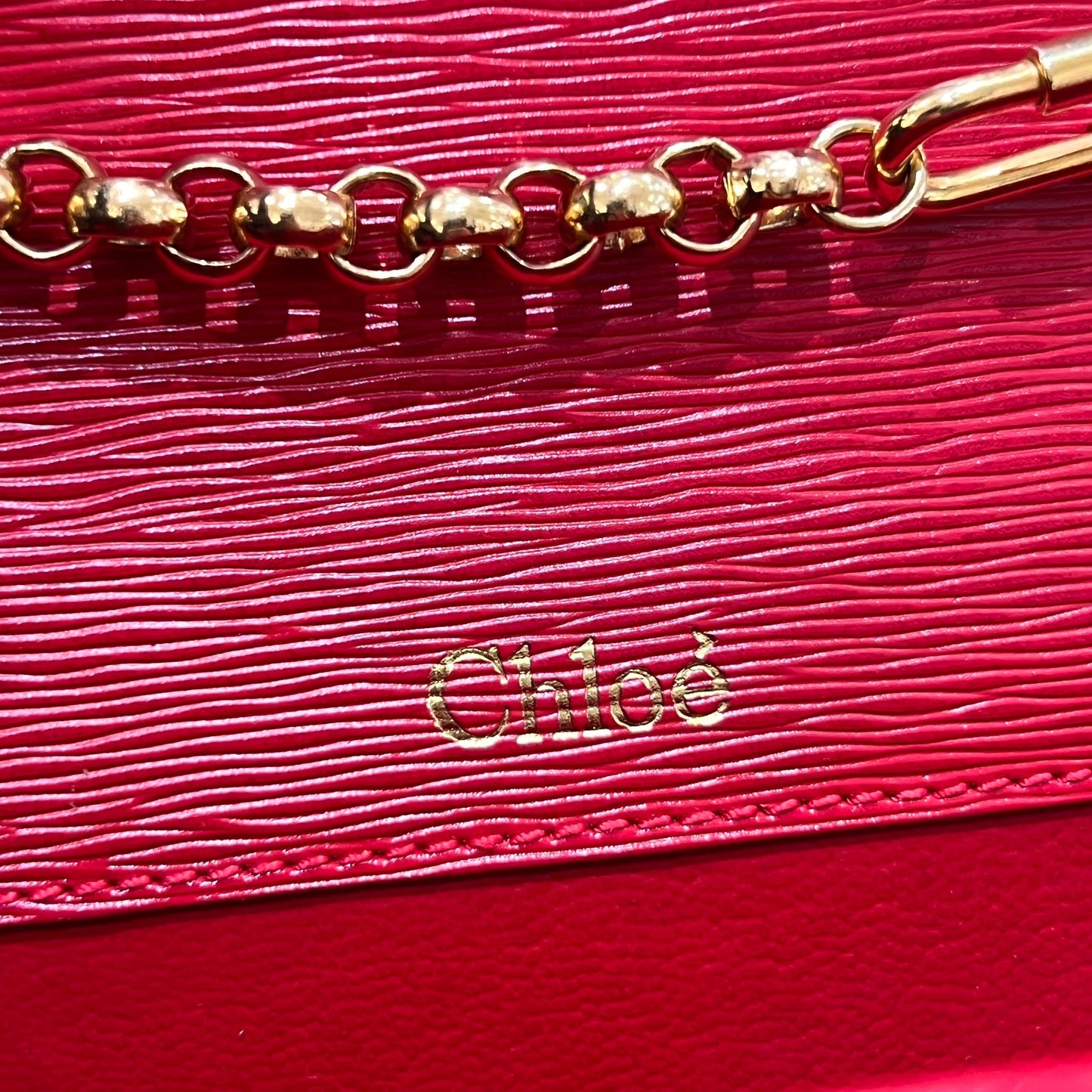 Chloé Vintage Red Grained Leather Chain Shoulder Bag