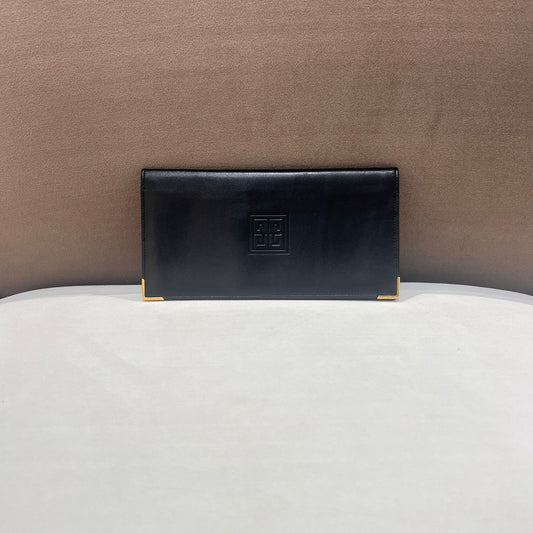 Givenchy Vintage 4G Logo Black Leather Long Wallet