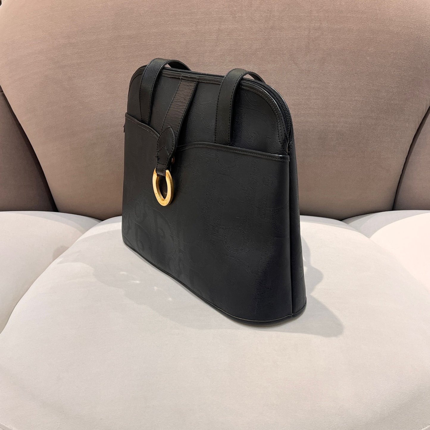 Christian Dior Vintage Black Trotter Pvc Tote Bag
