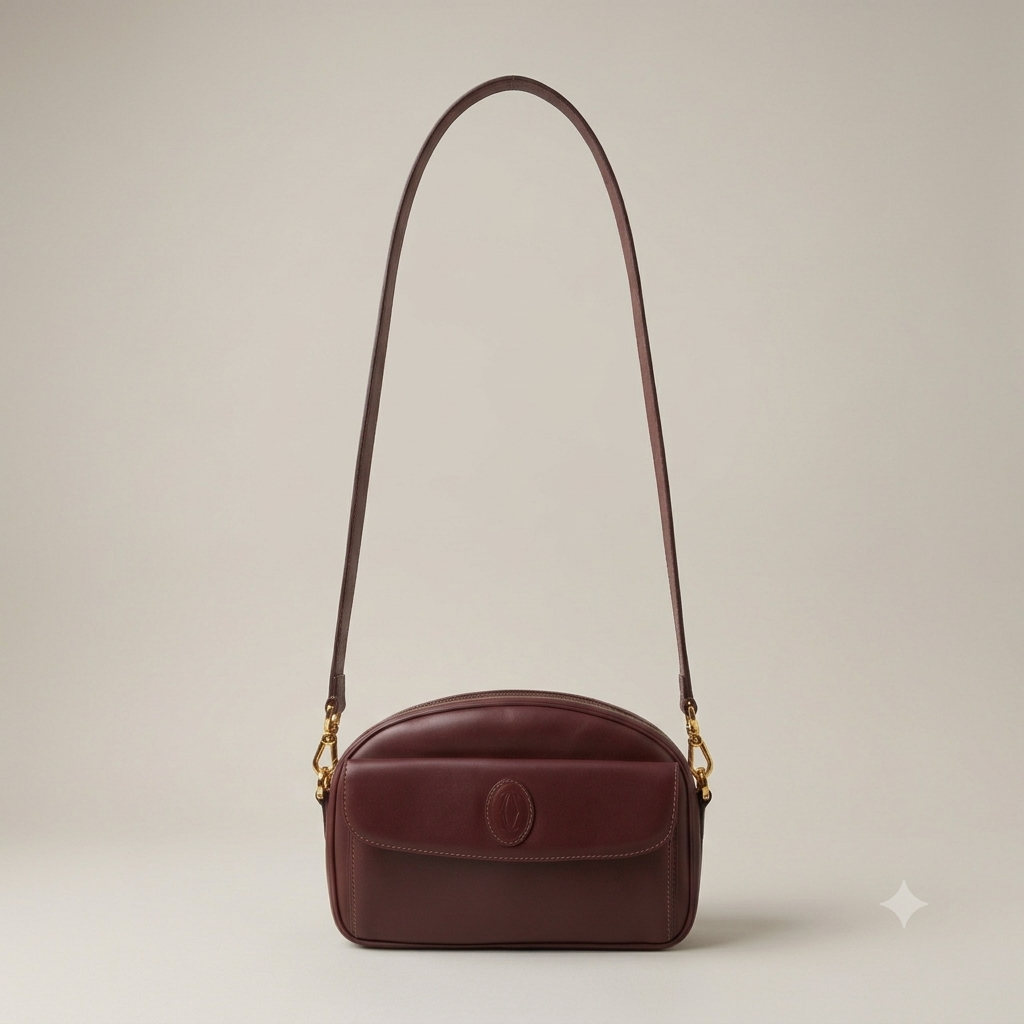 Cartier Vintage Burgundy Leather Must de Cartier Shoulder Bag