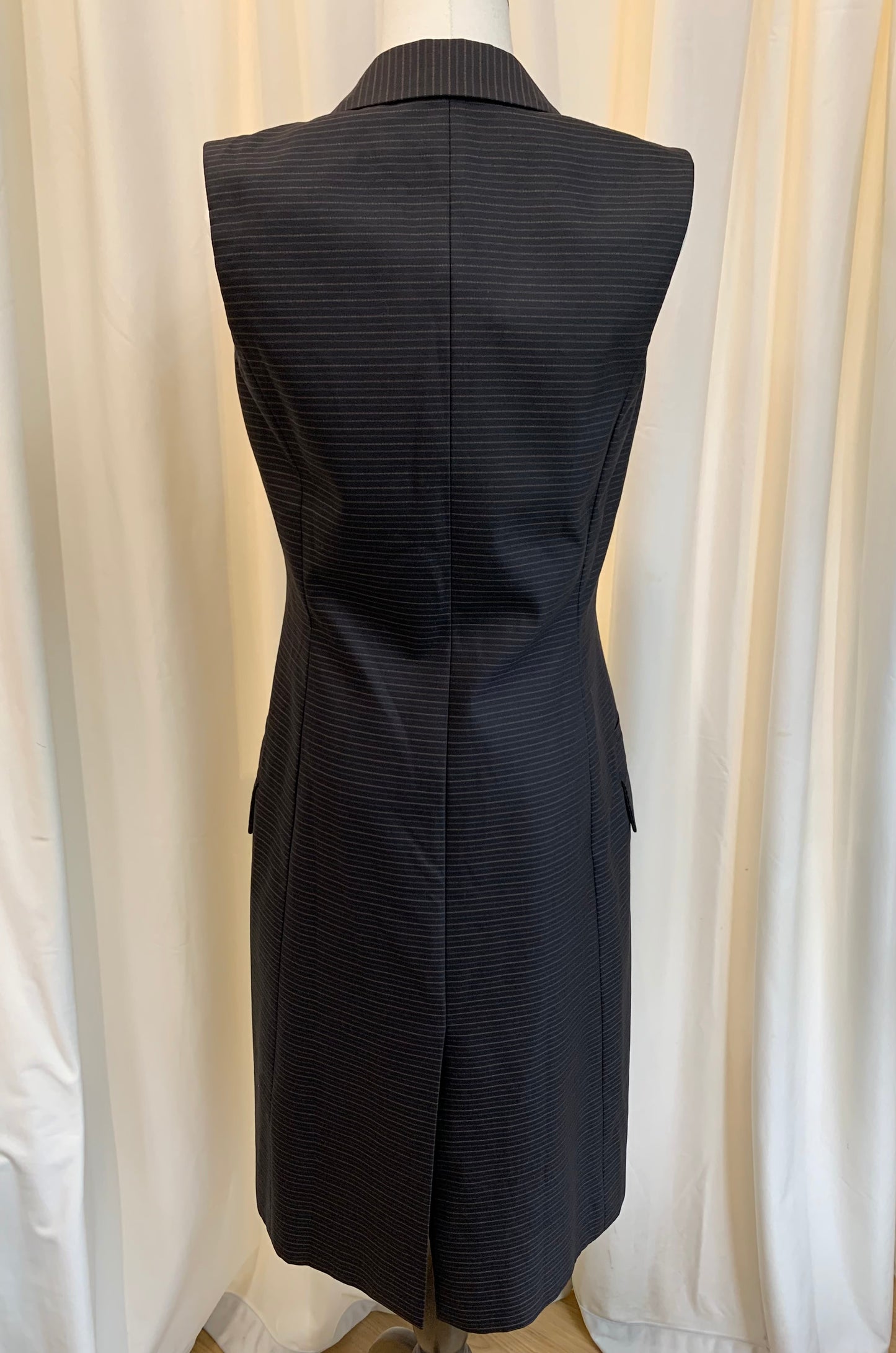 Christian Dior Paris Pinstripe Longline Sleeveless Tailored Vest
