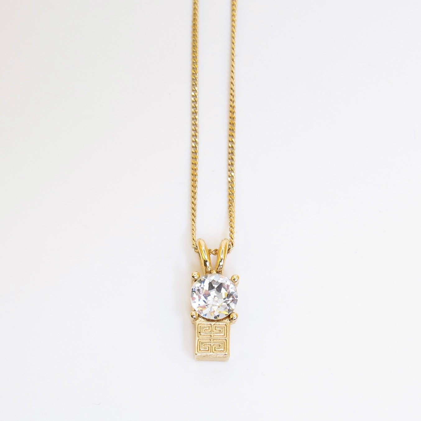 Givenchy Vintage 4G Logo and Rhinestone Golden Necklace