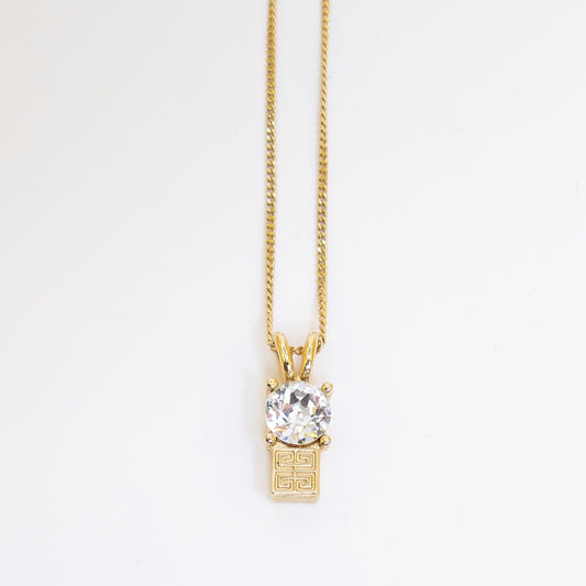 Givenchy Vintage 4G Logo and Rhinestone Golden Necklace