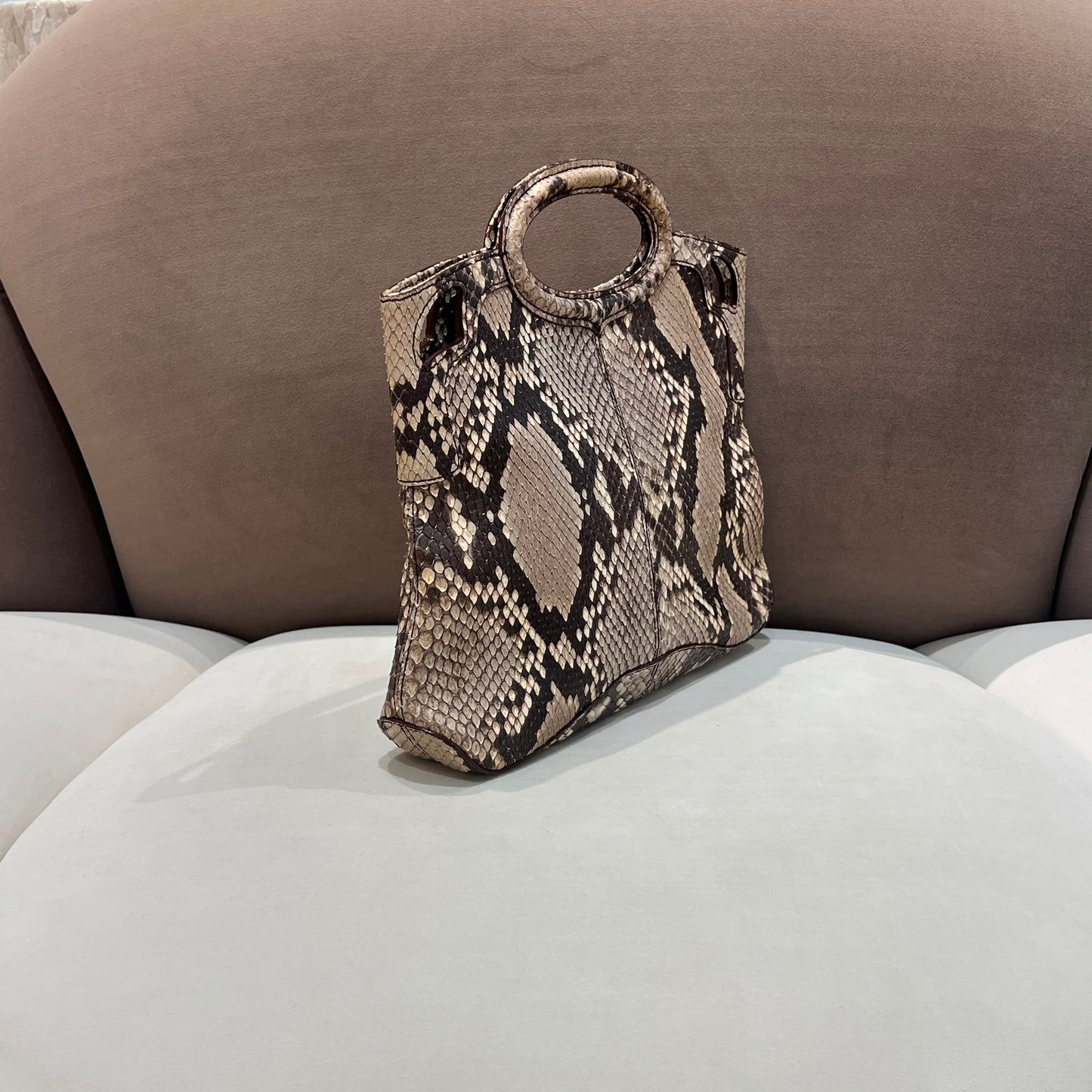 Cartier Marcello Vintage Python Leather Top Handle Handbag