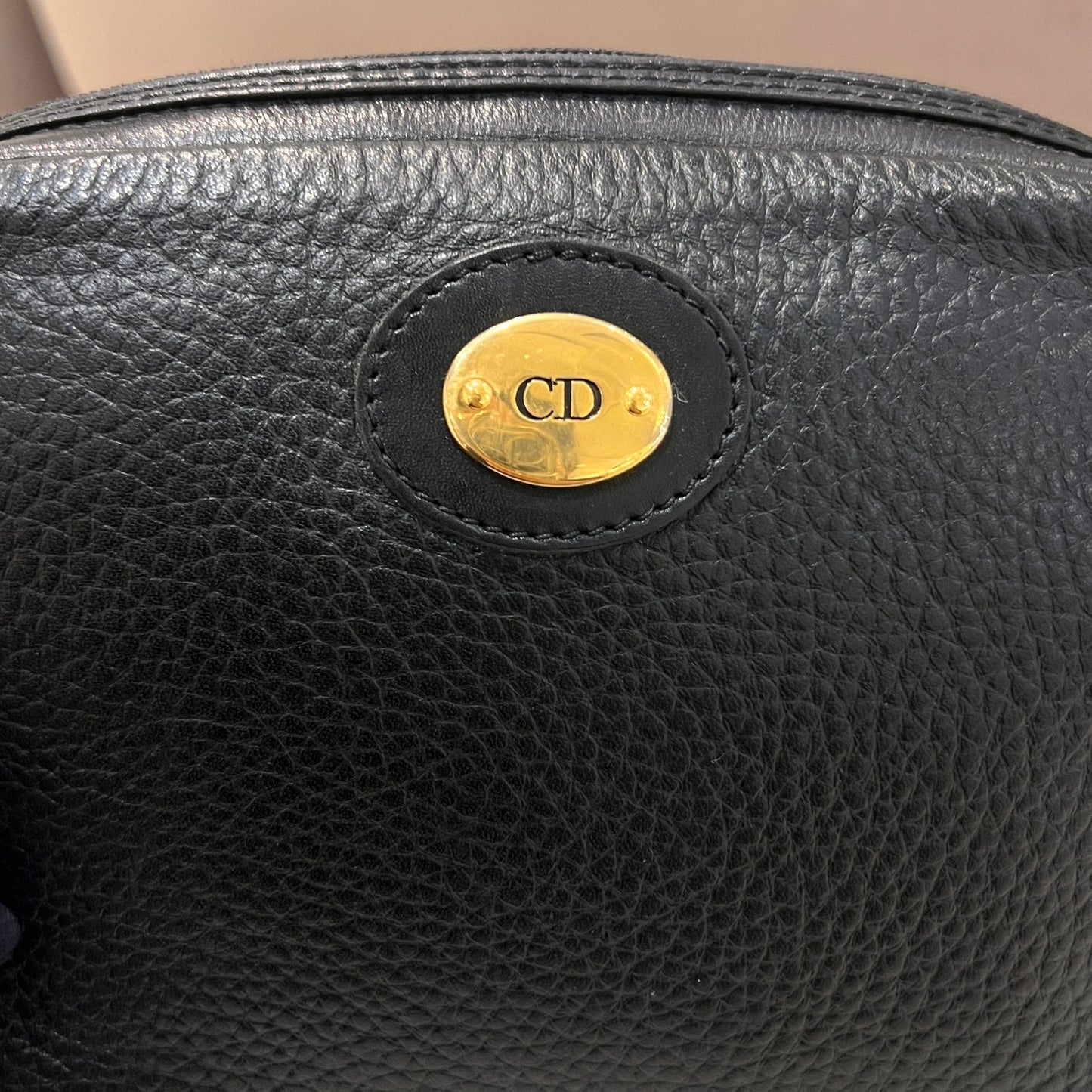 Christian Dior Vintage Cd Logo Grained Leather Black Crossbody Shoulder Bag