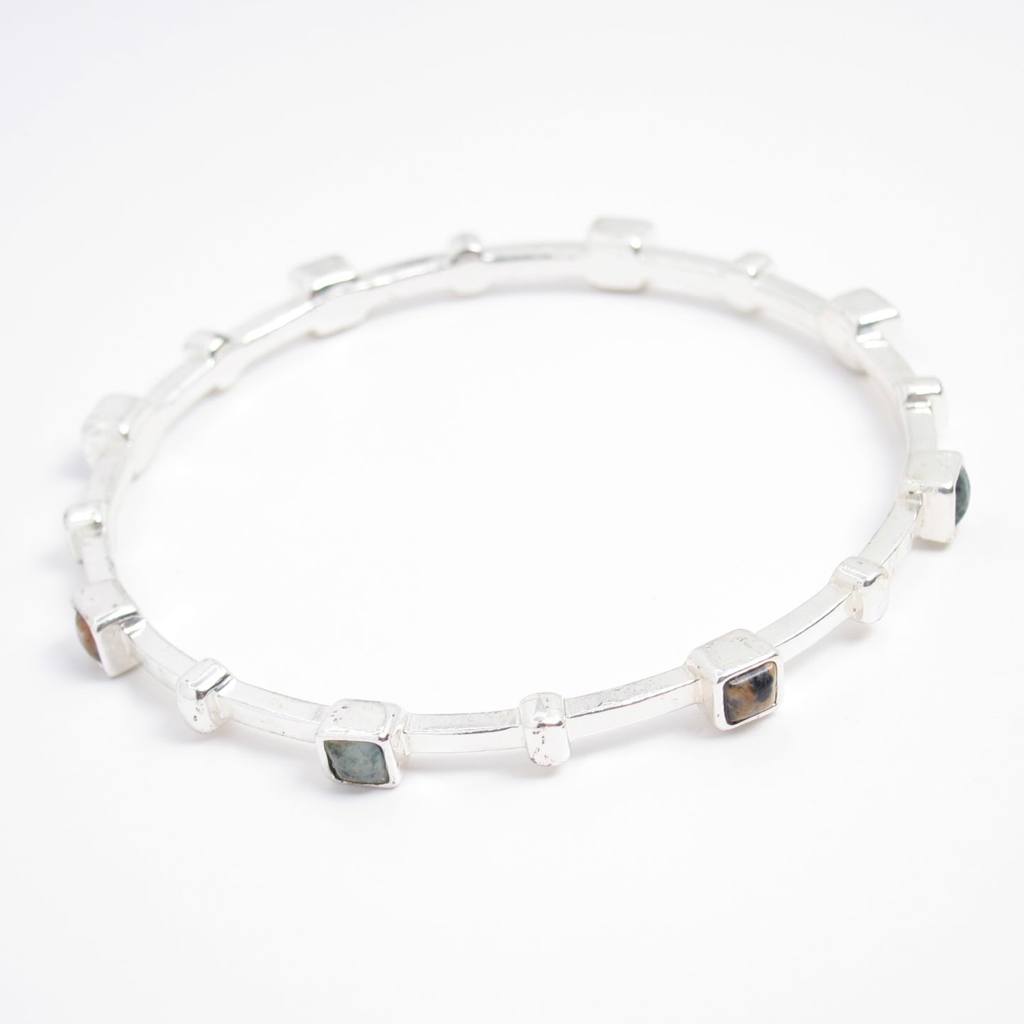 Monet Vintage Two Tone Color Stone Silver Bangle