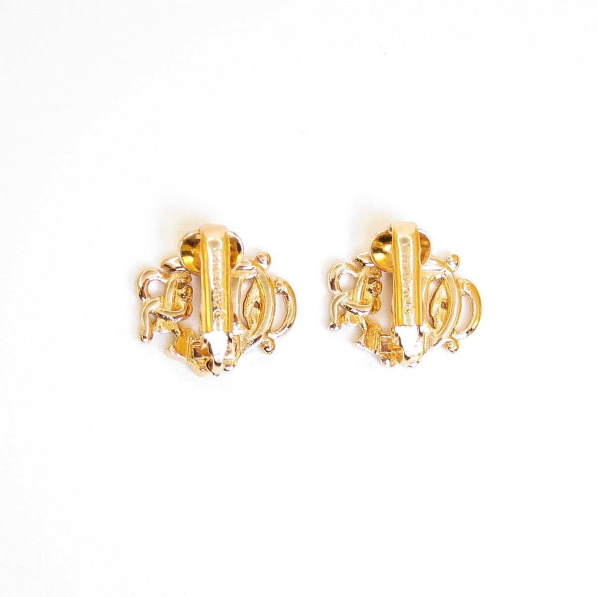 Christian Dior Gold-Tone Crest Logo Clip-On Earrings
