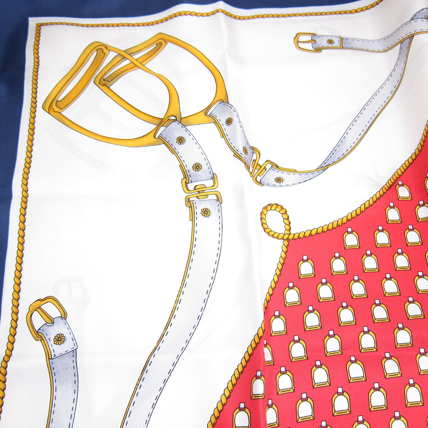 Celine Vintage Red White and Blue Silk Scarf