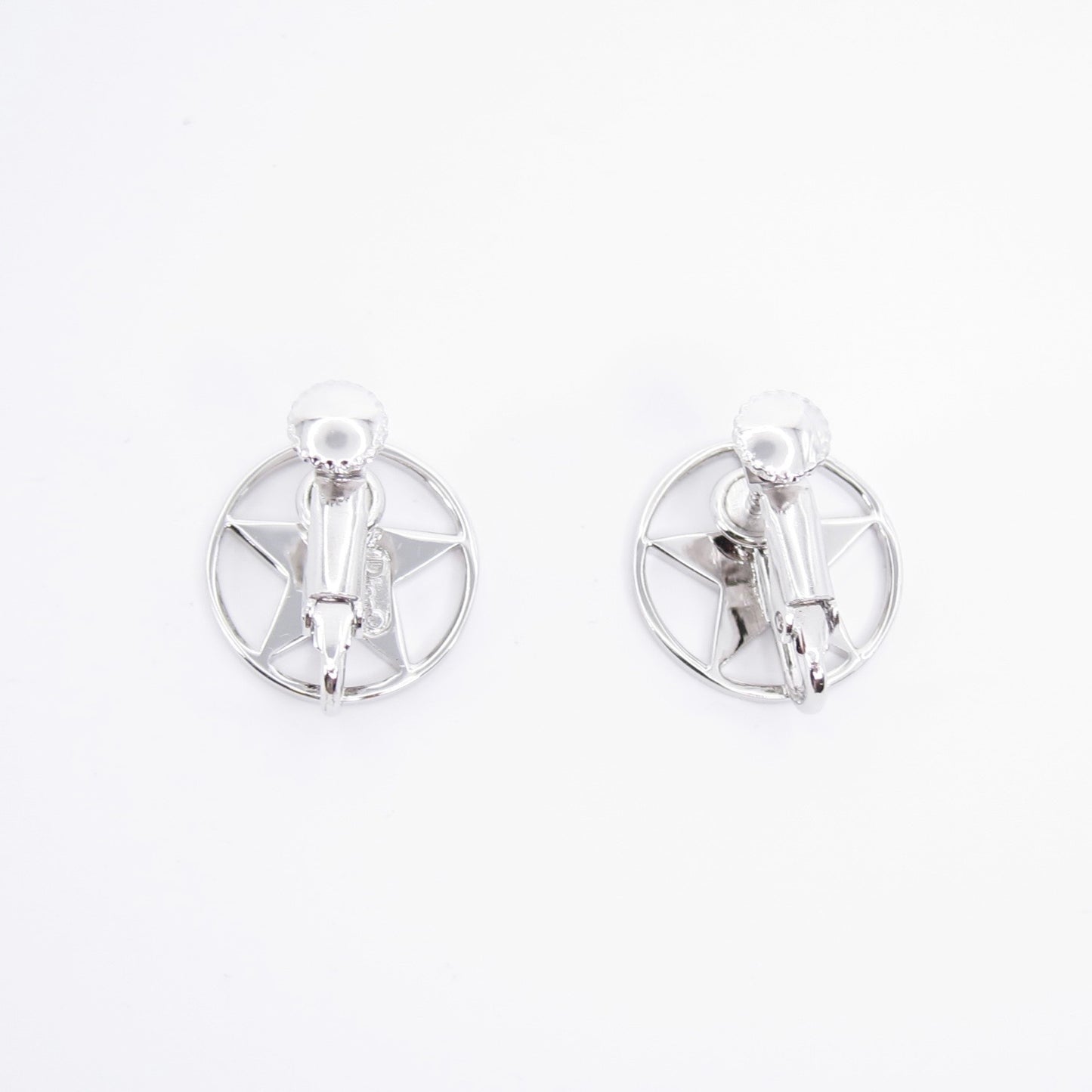 Christian Dior Vintage Dior Logo Star Silver Clip-on Earrings