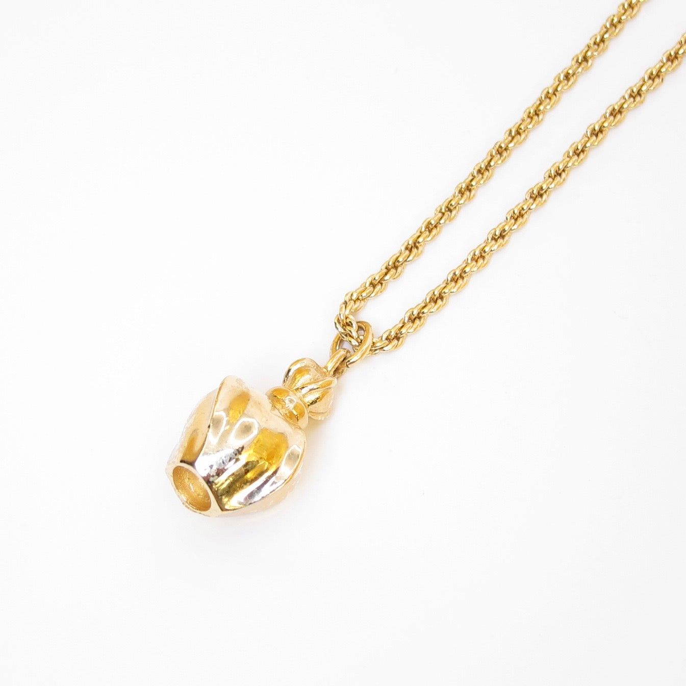 Christian Dior Vintage Perfume Bottle Pendant Golden Necklace