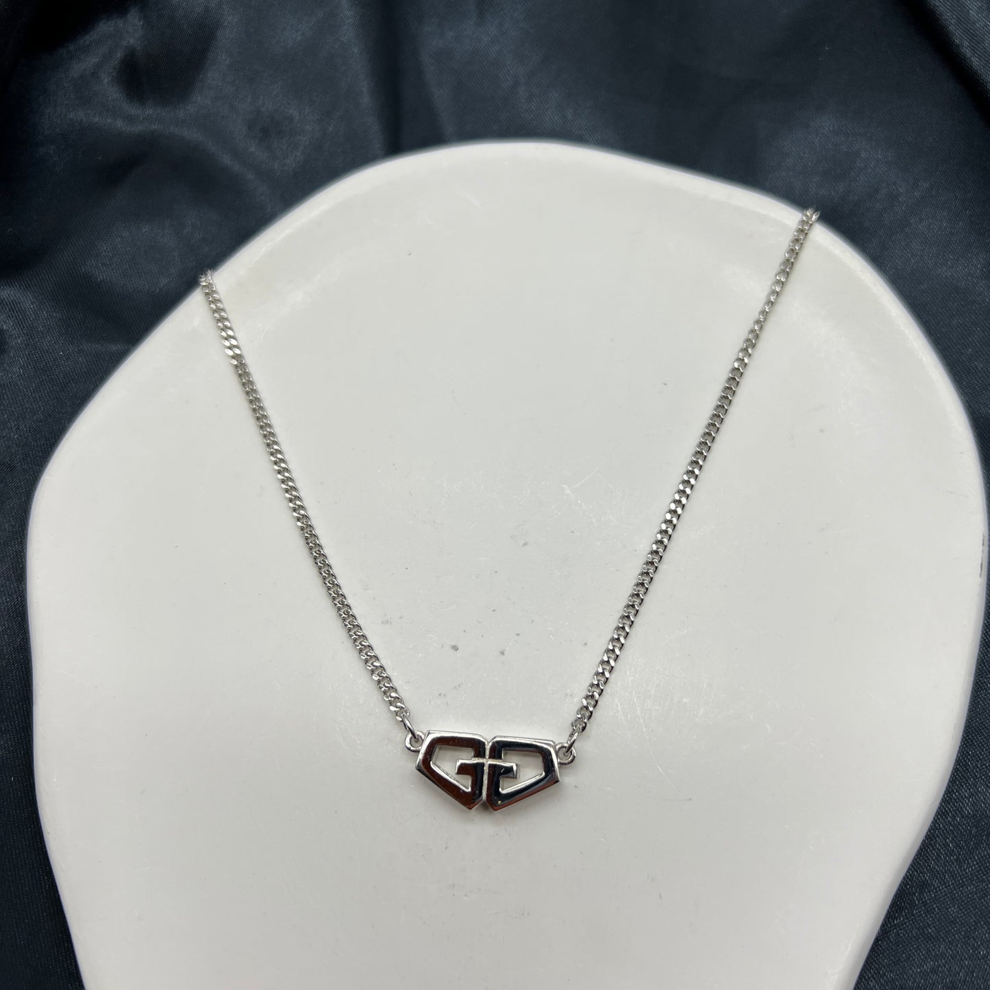 Givenchy Vintage Double G Silver Color Necklace