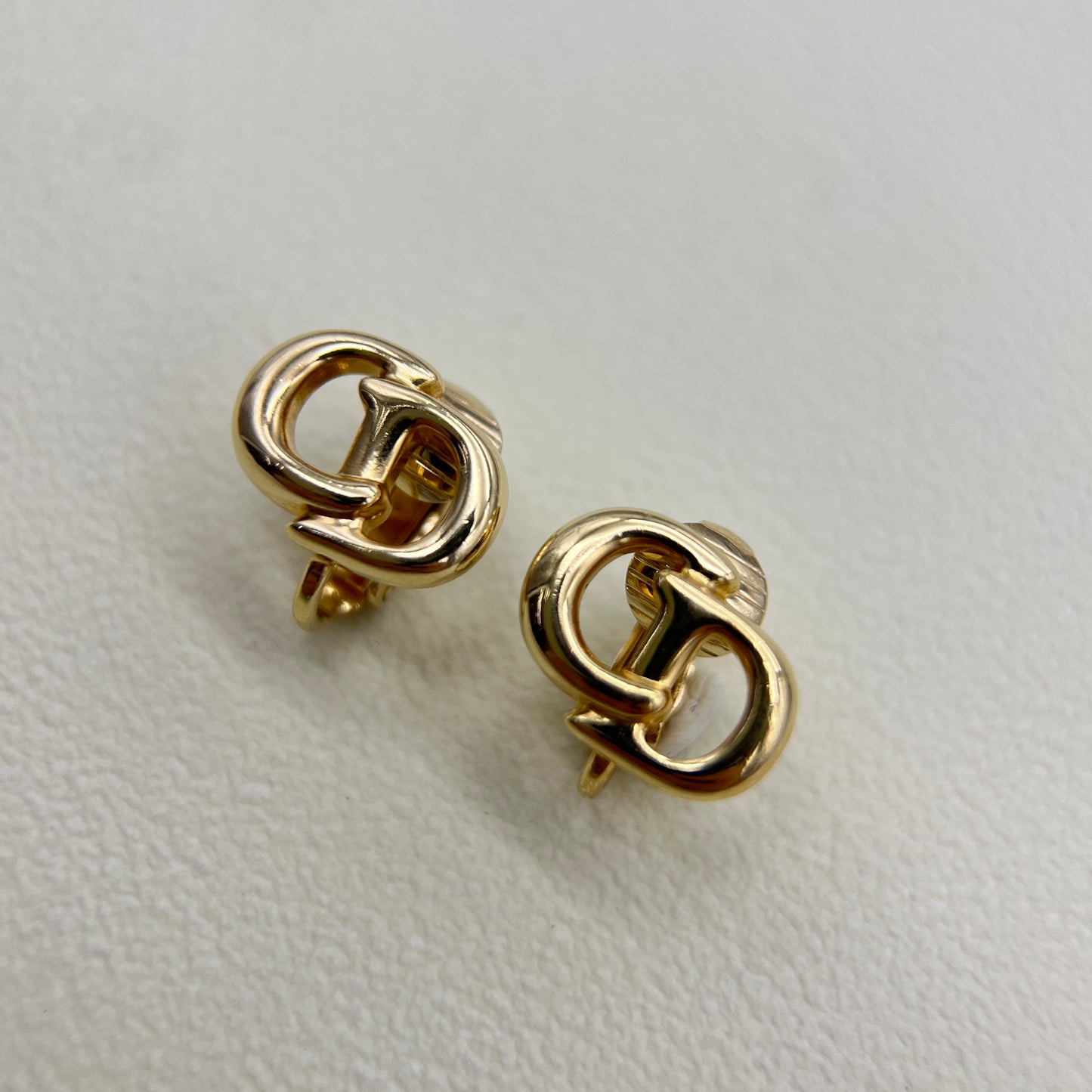 Christian Dior Vintage CD Logo Golden Clip-on Earrings