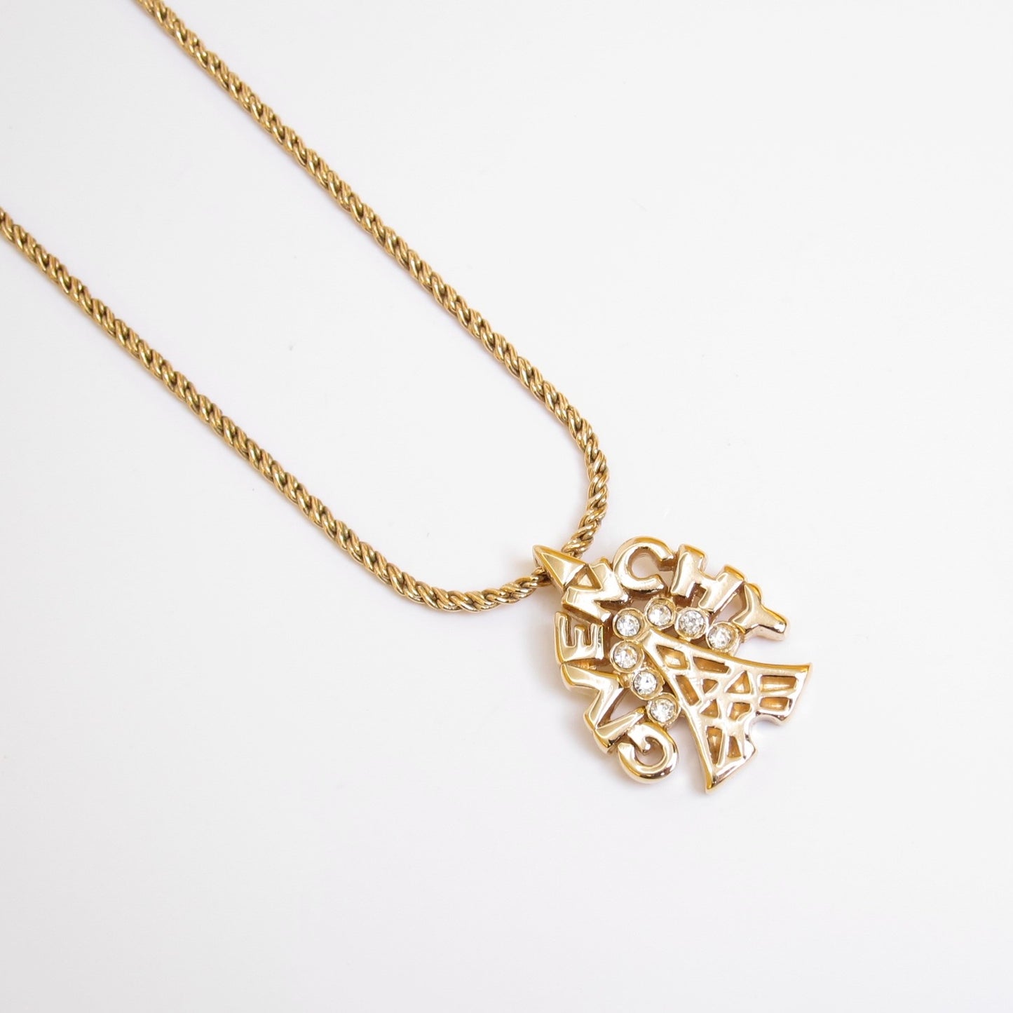 Givenchy Vintage Givenchy Logo Eiffel Tower Rhinestone Golden Necklace