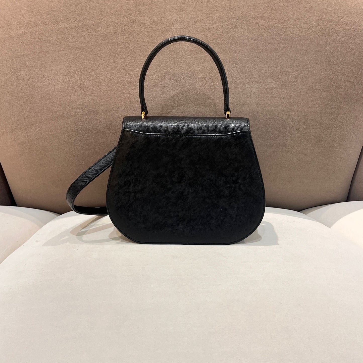Givenchy Vintage Turn Lock Black Leather 2 Way Handbag