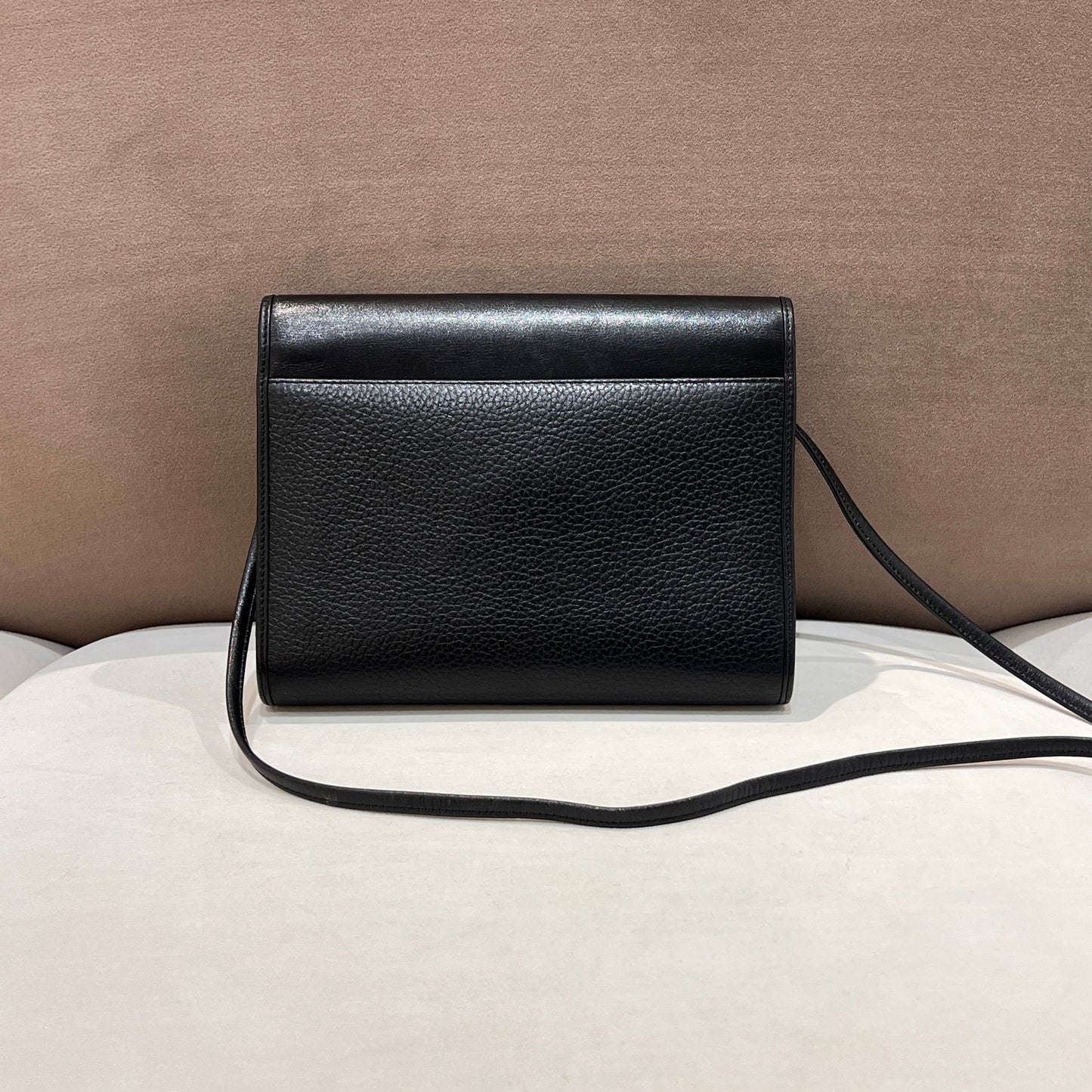 Christian Dior Vintage Black Leather Shoulder Bag With Gold-Tone Heritage Clasp