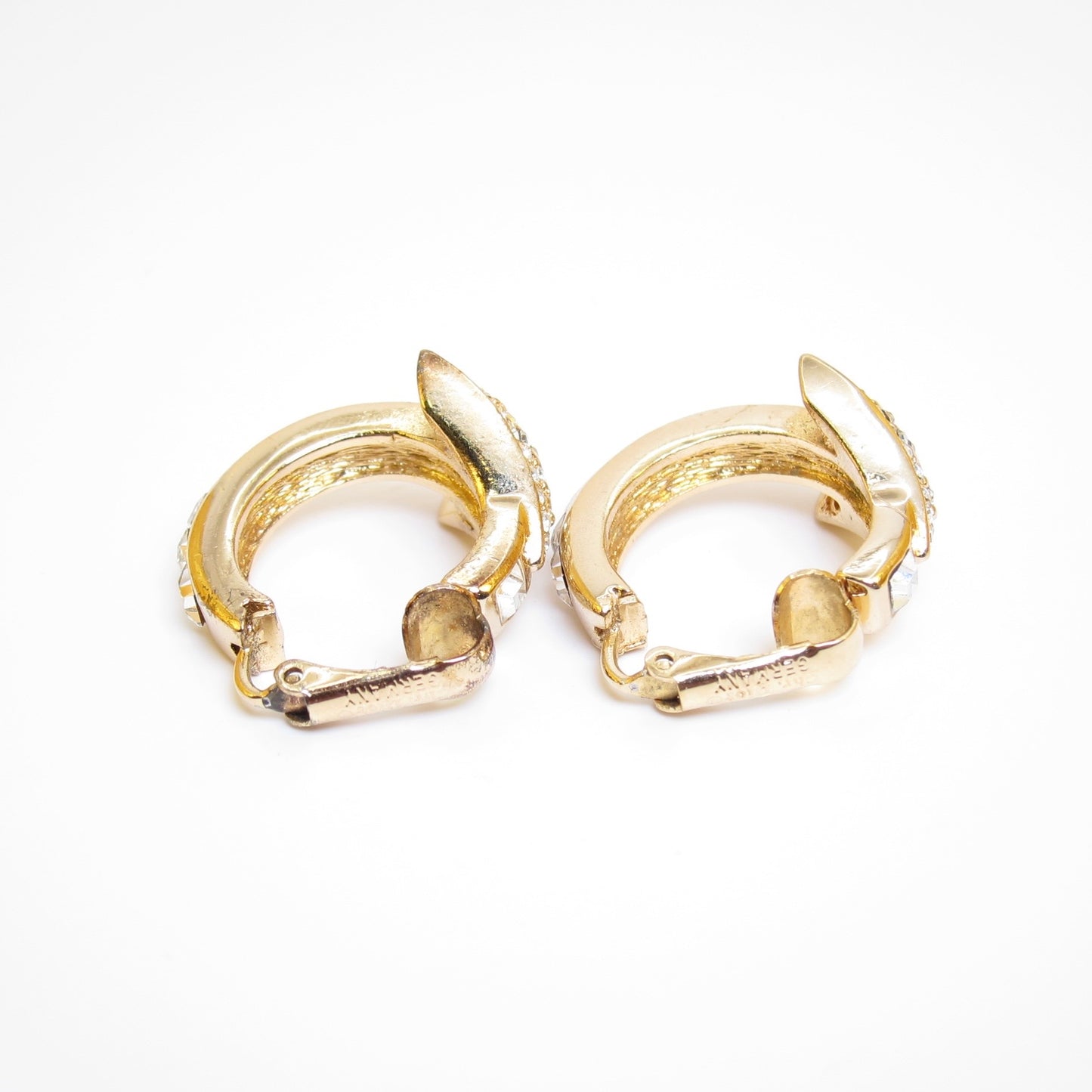Christian Dior Vintage Arrow with Rhinestone Golden Clip-on Earrings