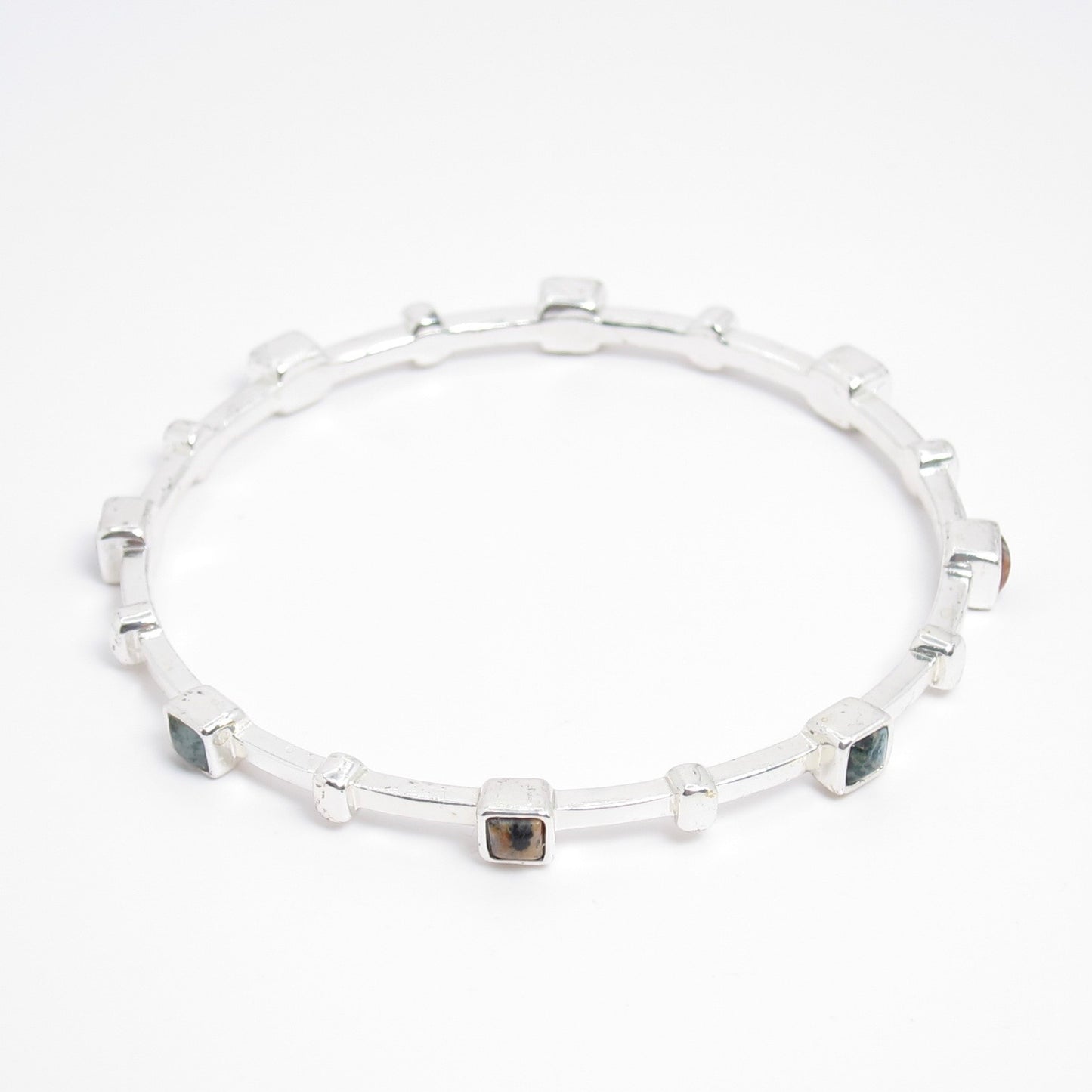 Monet Vintage Two Tone Color Stone Silver Bangle