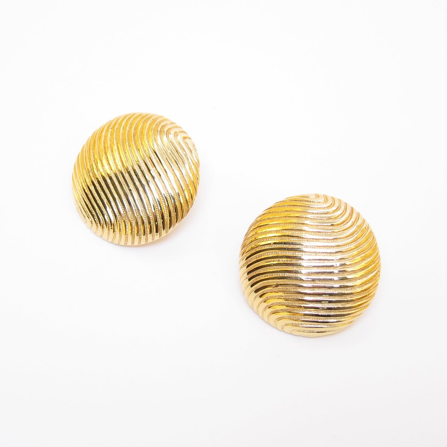Monet Vintage Round Shaped Golden Clip-on Earrings