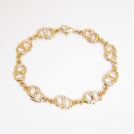 Christian Dior Vintage CD Logo Golden Bracelet