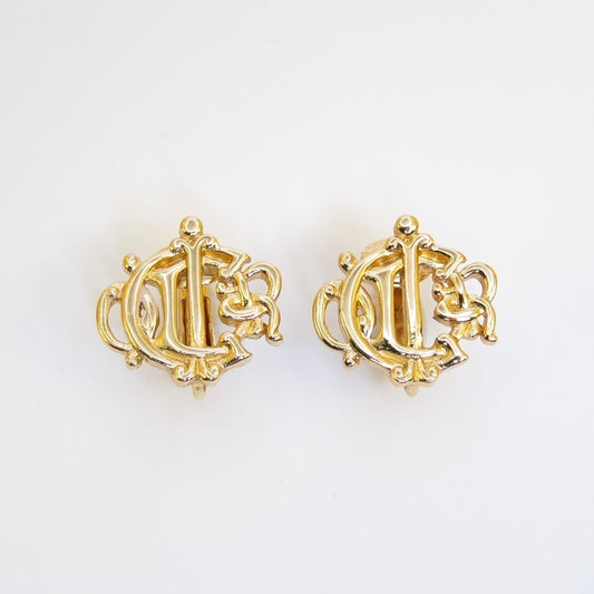 Christian Dior Vintage Dior Logo Golden Clip-on Earrings