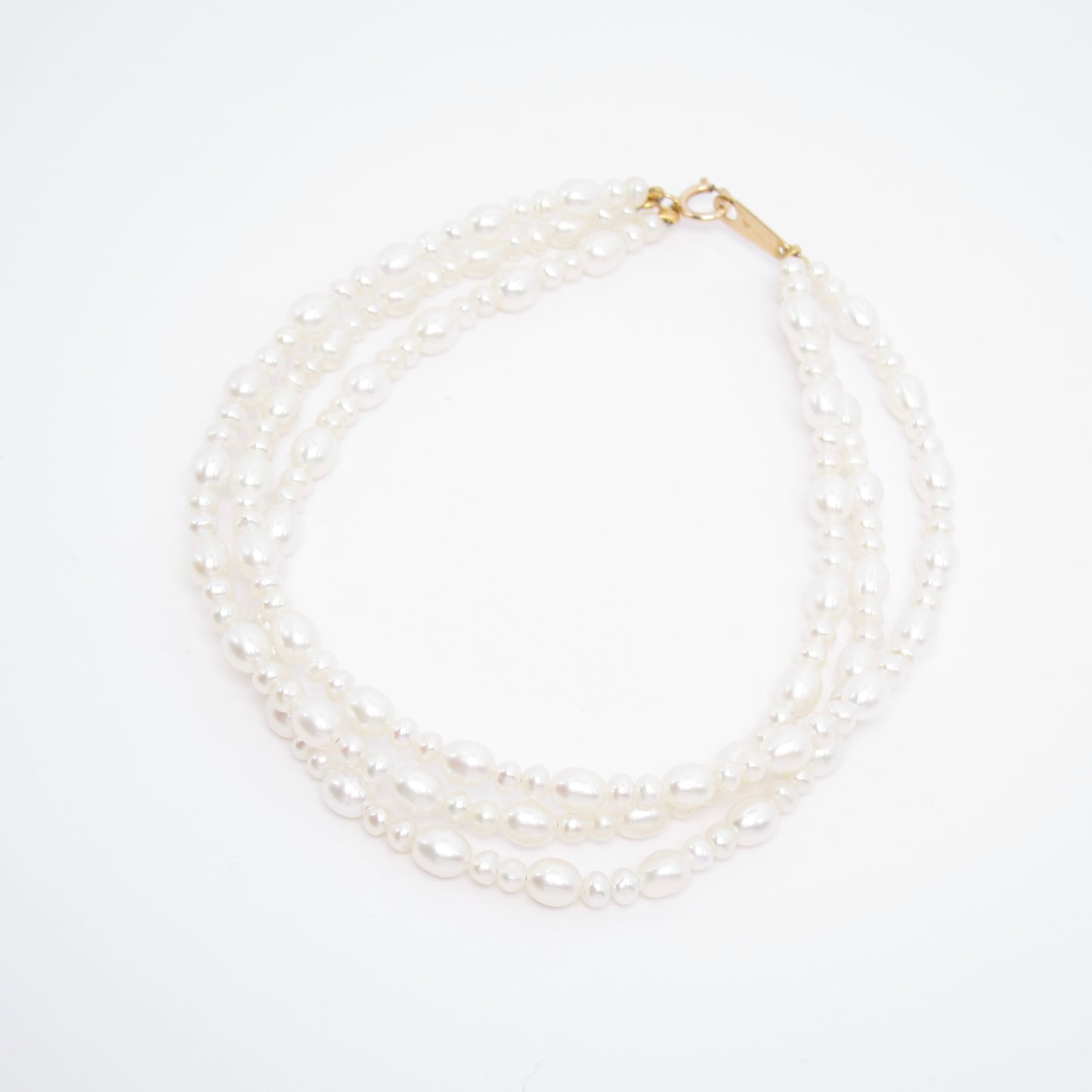 Mikimoto Vintage 3-row Freshwater Pearl Bracelet with K18 Gold Buckle