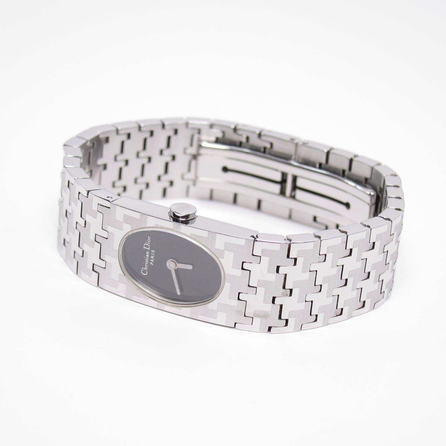 Christian Dior Vintage Miss Dior Black Face Silver Watch