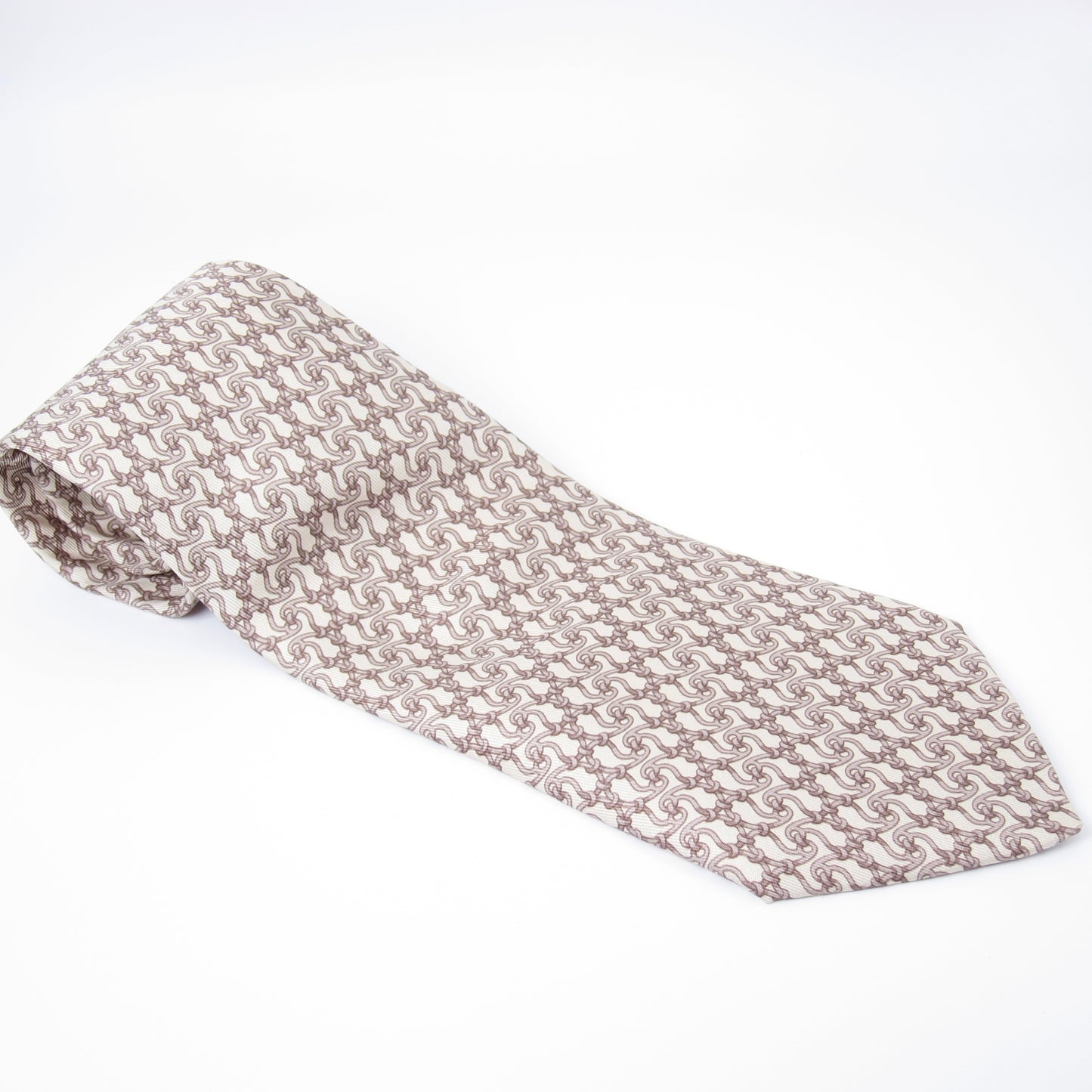 Hermes Vintage Beige Silk Tie