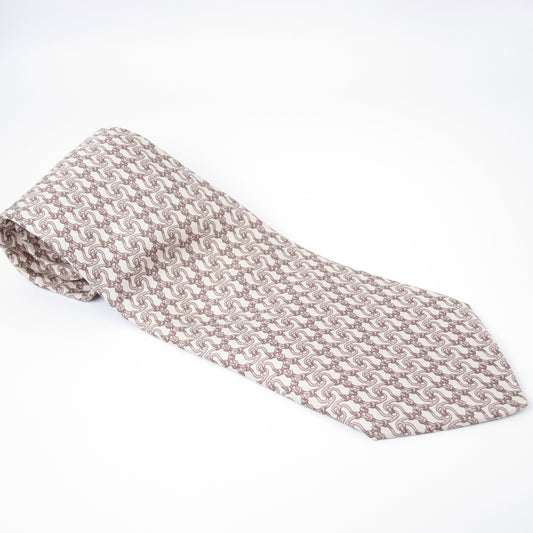 Hermes Vintage Beige Silk Tie