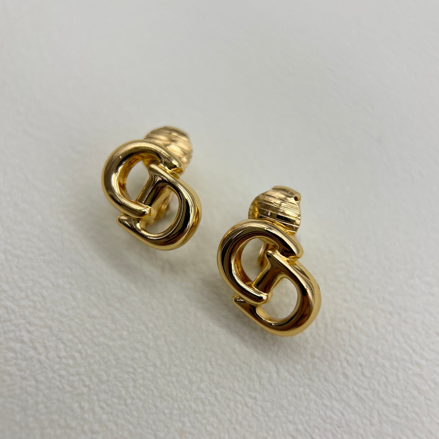 Christian Dior Vintage CD Logo Golden Clip-on Earrings