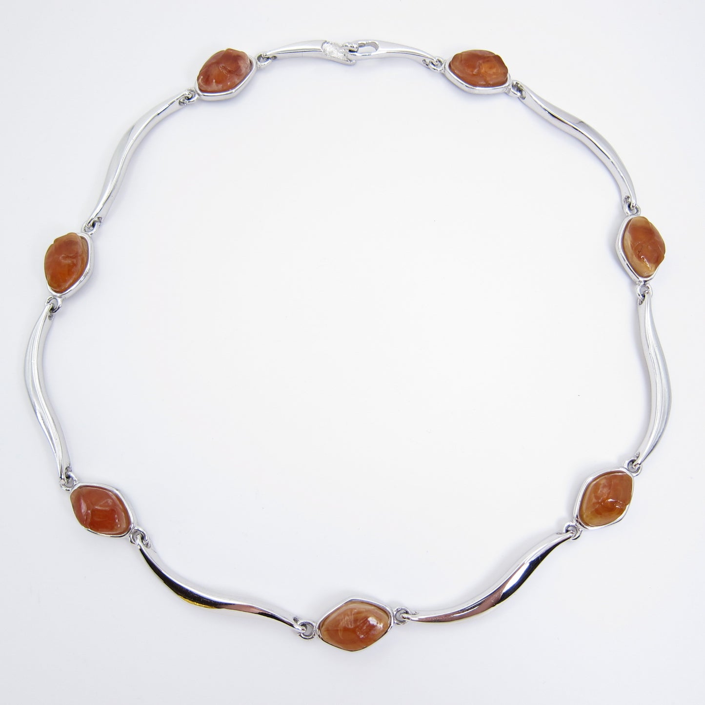 Givenchy Vintage Brown Color Stone Silver Necklace