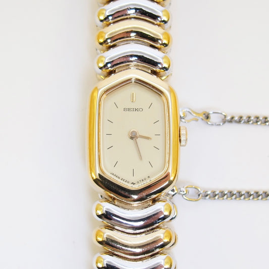 Seiko Vintage Hexagon Two Tone Wavy Bracelet Watch