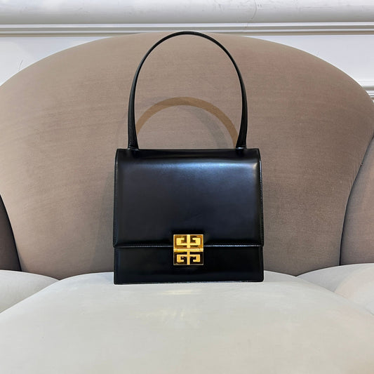 Givenchy Vintage 4G Logo Black Smooth Leather Shoulder Bag