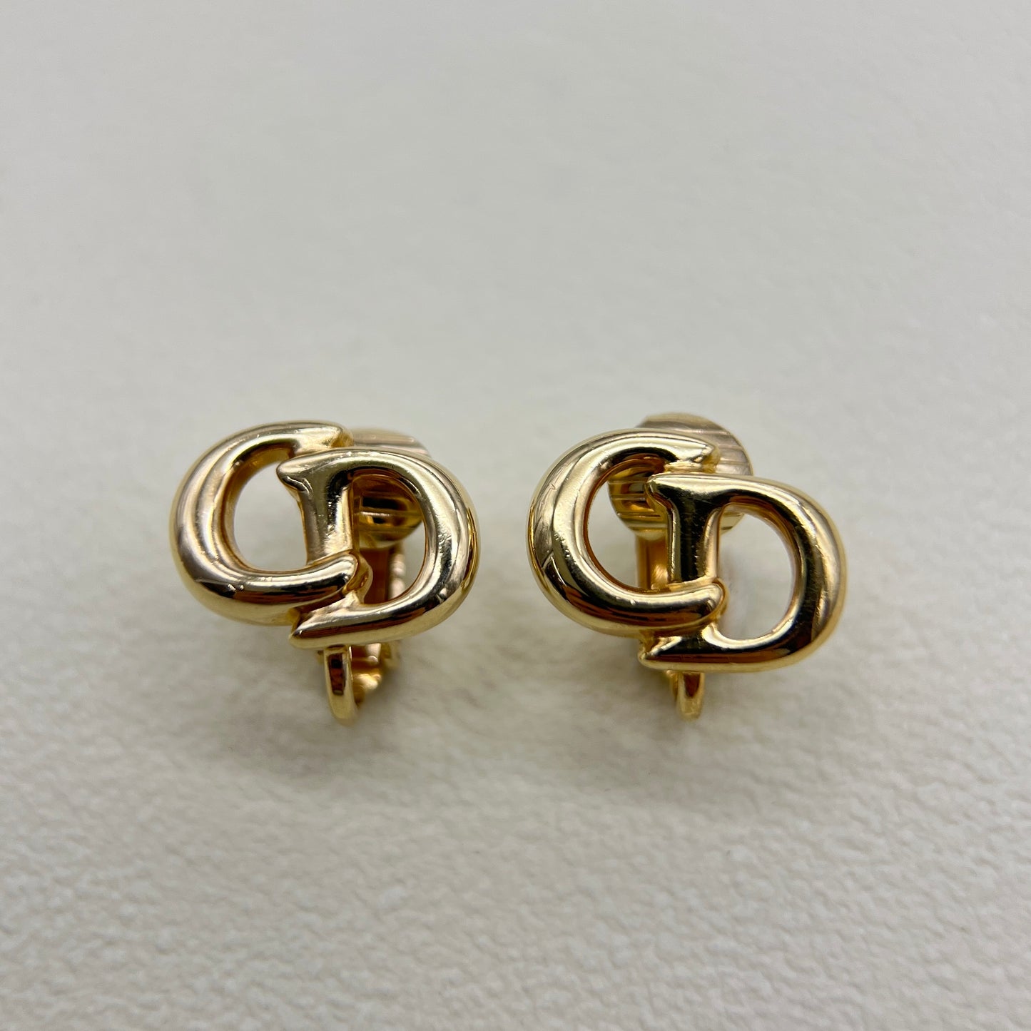 Christian Dior Vintage CD Logo Golden Clip-on Earrings